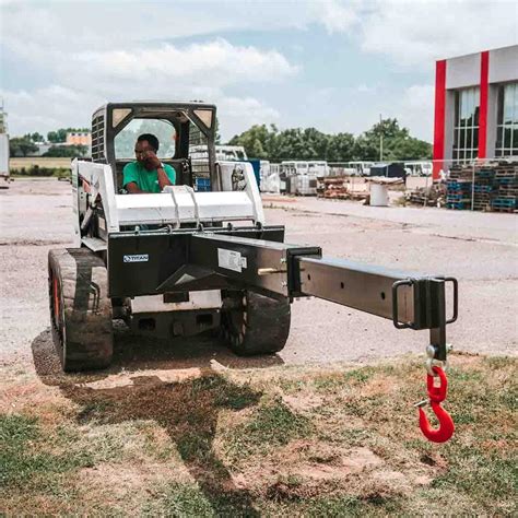 skid steer boom lift attachment|adjustable skid steer crane jib.